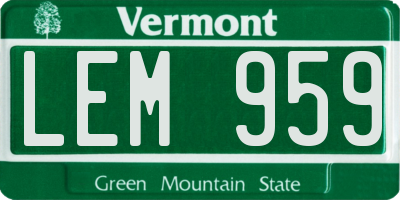 VT license plate LEM959