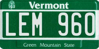 VT license plate LEM960