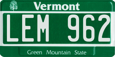 VT license plate LEM962