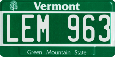 VT license plate LEM963