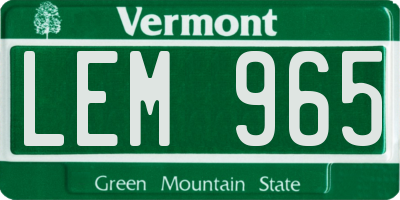 VT license plate LEM965