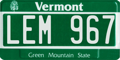 VT license plate LEM967