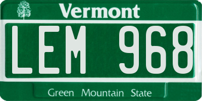 VT license plate LEM968