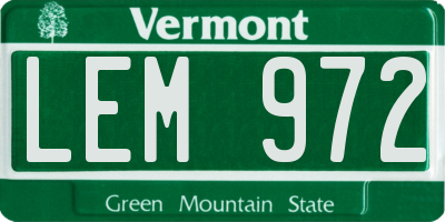 VT license plate LEM972