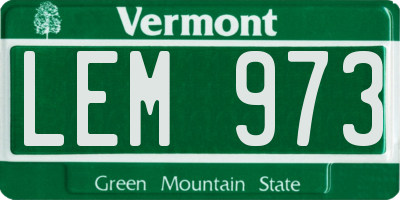VT license plate LEM973