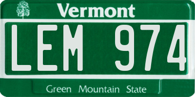 VT license plate LEM974