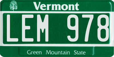 VT license plate LEM978