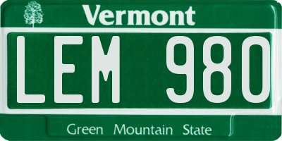 VT license plate LEM980