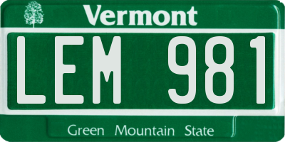 VT license plate LEM981