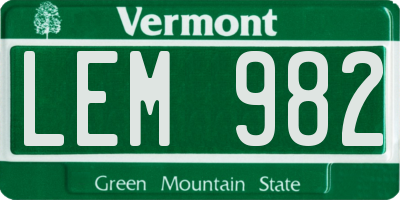 VT license plate LEM982