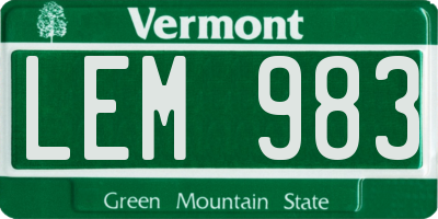 VT license plate LEM983