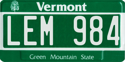 VT license plate LEM984