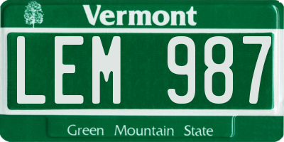 VT license plate LEM987