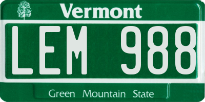 VT license plate LEM988