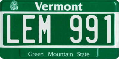 VT license plate LEM991