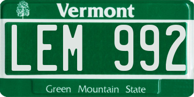 VT license plate LEM992