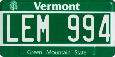 VT license plate LEM994