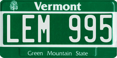 VT license plate LEM995