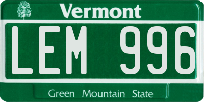 VT license plate LEM996
