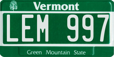 VT license plate LEM997