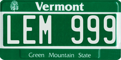 VT license plate LEM999