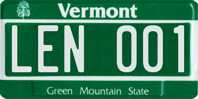 VT license plate LEN001