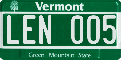 VT license plate LEN005