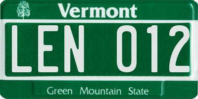VT license plate LEN012