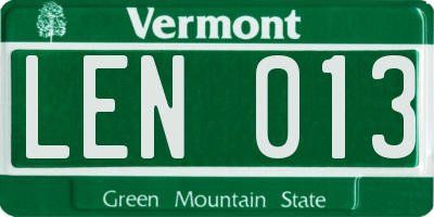 VT license plate LEN013