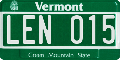 VT license plate LEN015