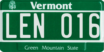VT license plate LEN016