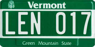 VT license plate LEN017