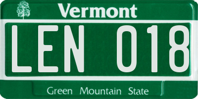 VT license plate LEN018