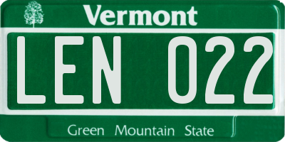 VT license plate LEN022