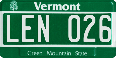 VT license plate LEN026
