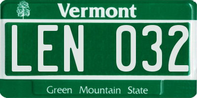 VT license plate LEN032