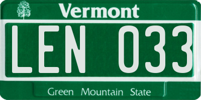 VT license plate LEN033