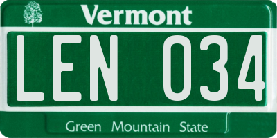 VT license plate LEN034