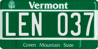 VT license plate LEN037