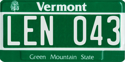 VT license plate LEN043