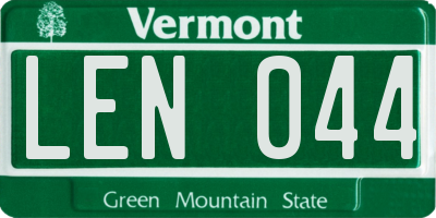 VT license plate LEN044