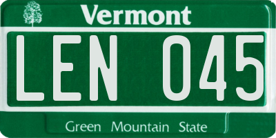 VT license plate LEN045