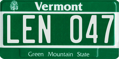 VT license plate LEN047