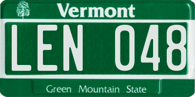 VT license plate LEN048