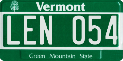 VT license plate LEN054