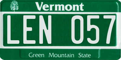 VT license plate LEN057