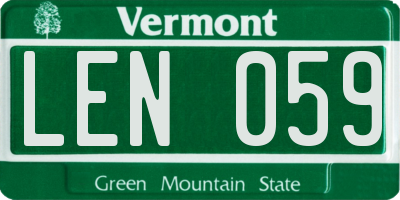 VT license plate LEN059