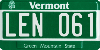 VT license plate LEN061