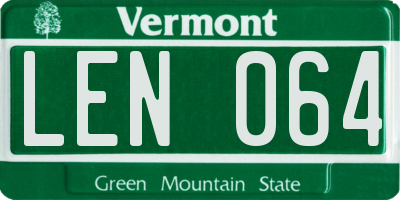 VT license plate LEN064