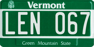 VT license plate LEN067
